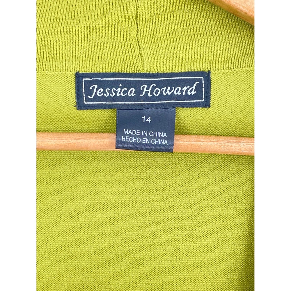 Jessica Howard Womens Dress 14 2PC‎ Green White Floral Belted Shrug Set - Picture 4 of 12